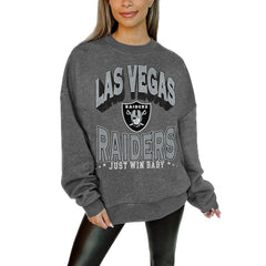 Gameday Couture Women's Oversized Long Weekend Premium Fleece Drop Shoulder Pullover Sweatshirt - Las Vegas Raiders