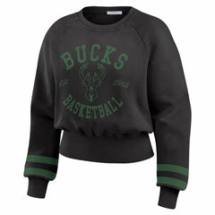 NBA Milwaukee Bucks WEAR by Erin Andrews Women's Vintage Raglan Cropped Pullover Sweatshirt