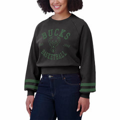NBA Milwaukee Bucks WEAR by Erin Andrews Women's Vintage Raglan Cropped Pullover Sweatshirt