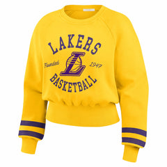 NBA Los Angeles Lakers WEAR by Erin Andrews Women's Vintage Raglan Cropped Pullover Sweatshirt