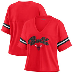 NBA Chicago Bulls WEAR by Erin Andrews Women's Color Block Boxy V-Neck T-Shirt sale