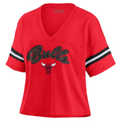 NBA Chicago Bulls WEAR by Erin Andrews Women's Color Block Boxy V-Neck T-Shirt sale