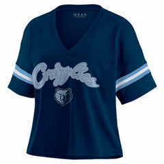 NBA Memphis Grizzlies WEAR by Erin Andrews Women's Plus Size Color Block Boxy V-Neck T-Shirt
