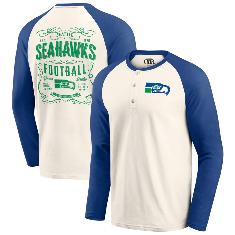 Darius Rucker Collection Raglan Henley Long Sleeve T-Shirt - Seattle Seahawks