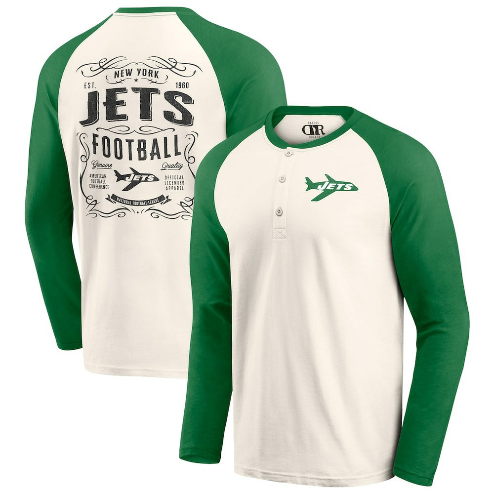 Darius Rucker Collection Raglan Henley Long Sleeve T-Shirt - New York Jets