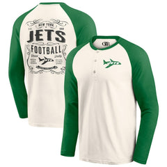 Darius Rucker Collection Raglan Henley Long Sleeve T-Shirt - New York Jets