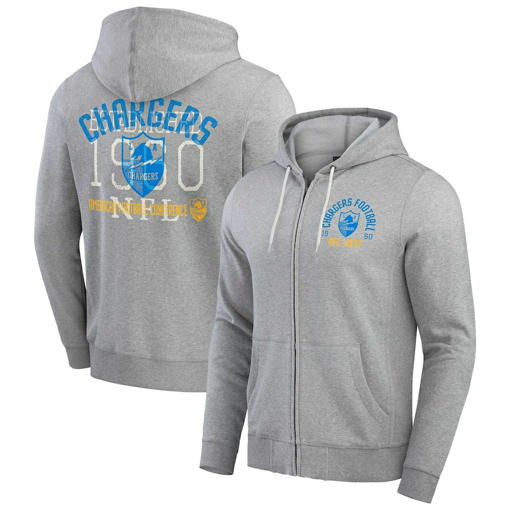 Darius Rucker Collection Vintage Stripe Full-Zip Hoodie - Los Angeles Chargers