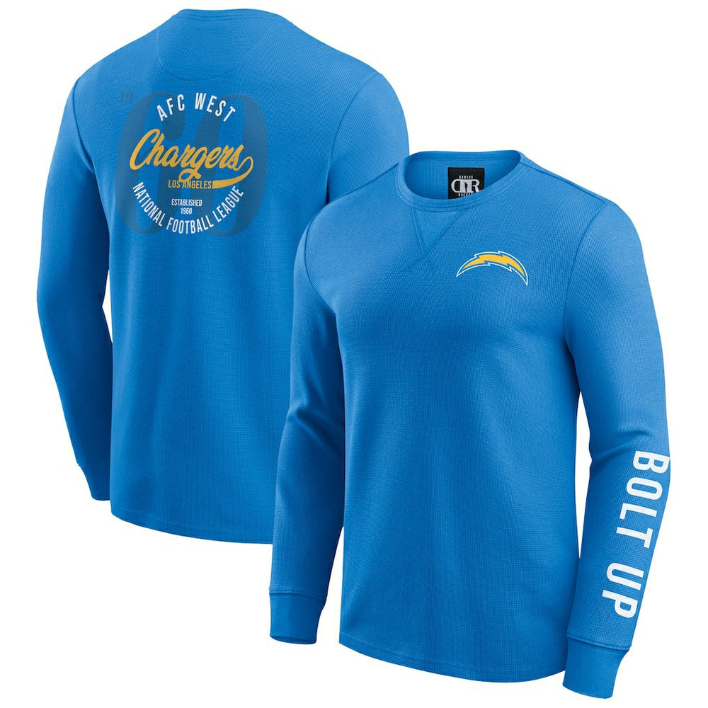 Darius Rucker Collection Washed Waffle-Knit Long Sleeve T-Shirt - Los Angeles Chargers