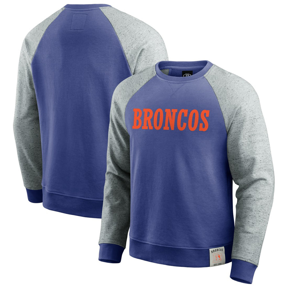 Darius Rucker Collection Throwback Color Block Raglan Pullover Sweatshirt - Denver Broncos