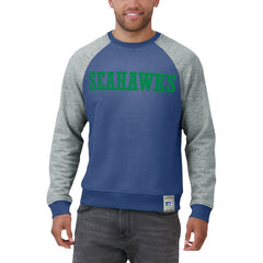 Darius Rucker Collection Throwback Color Block Raglan Pullover Sweatshirt - Seattle Seahawks