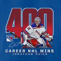 NHL Blue Jonathan Quick New York Rangers 400 Career Wins T-Shirt