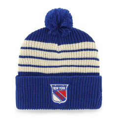 NHL Blue New York Rangers '47 Old Time Hockey Barn Cuffed Knit Hat with Pom