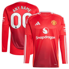 Manchester United 2024/25 Home Long Sleeve Replica Custom Jersey - Adidas Red