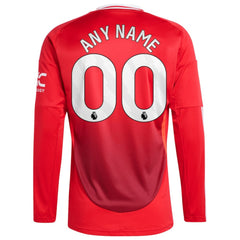 Manchester United 2024/25 Home Long Sleeve Replica Custom Jersey - Adidas Red