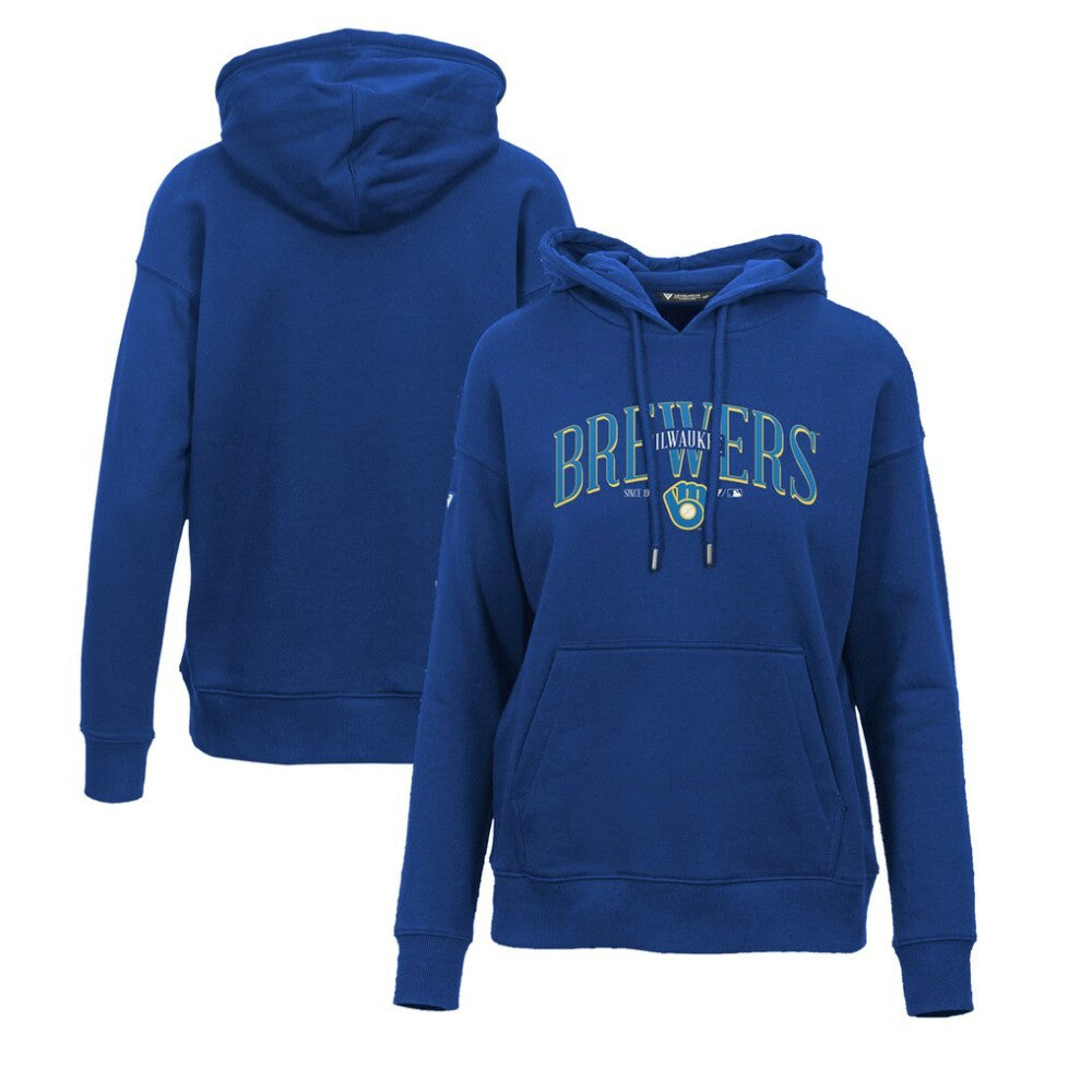 MLB Milwaukee Brewers Levelwear Women's Adorn Cooperstown Collection Retro Spellout Pullover Hoodie
