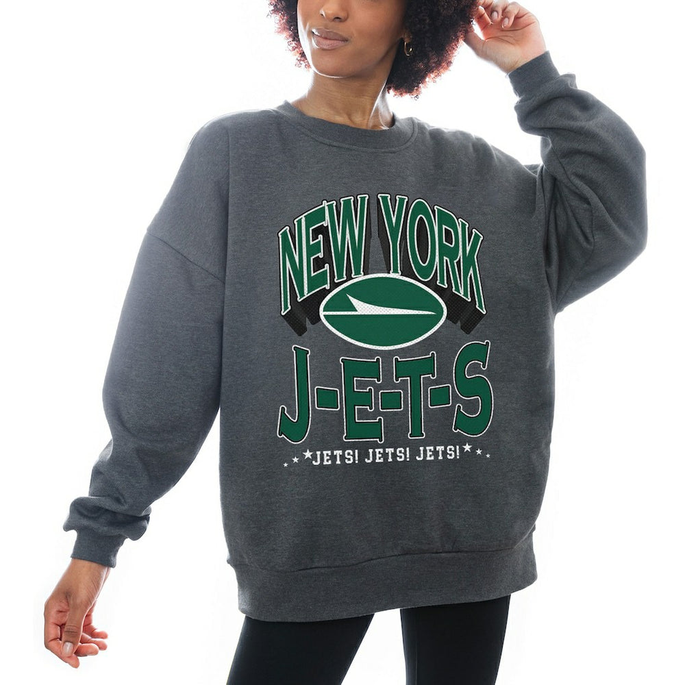 Gameday Couture Women's Oversized Long Weekend Premium Fleece Drop Shoulder Pullover Sweatshirt - New York Jets