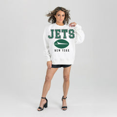 Gameday Couture Women's Sunday Drives Oversized Crewneck Pullover Sweatshirt - New York Jets