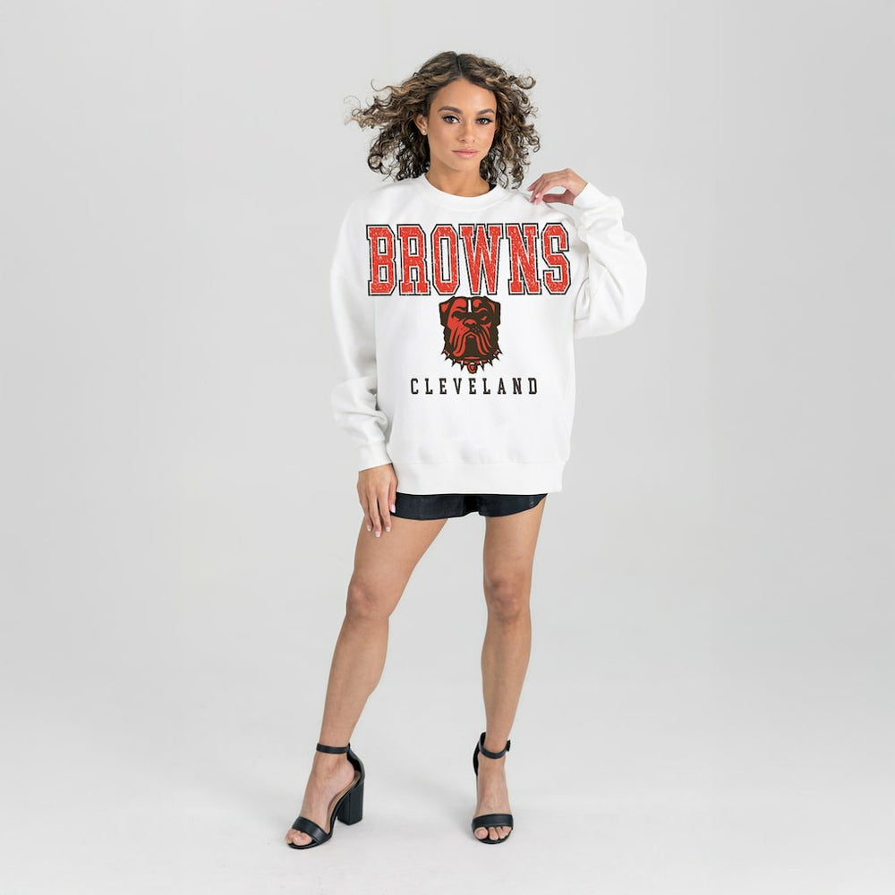 Gameday Couture Women's Sunday Drives Oversized Pullover Sweatshirt - Cleveland Browns