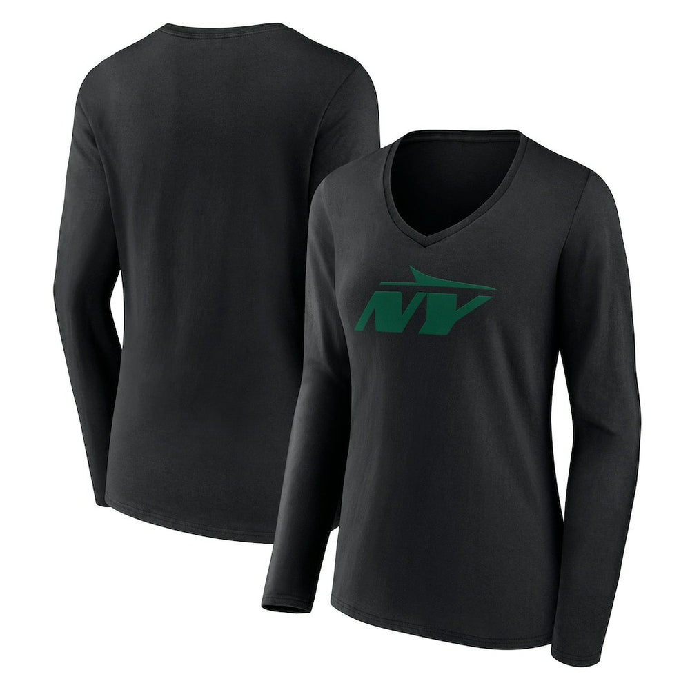 Women's Secondary Logo Long Sleeve V-Neck T-Shirt - New York Jets