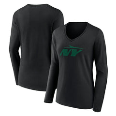Women's Secondary Logo Long Sleeve V-Neck T-Shirt - New York Jets