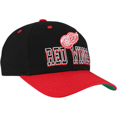 NHL Black/Red Detroit Red Wings Mitchell & Ness Backside Script Two-Tone Pro Crown Adjustable Hat