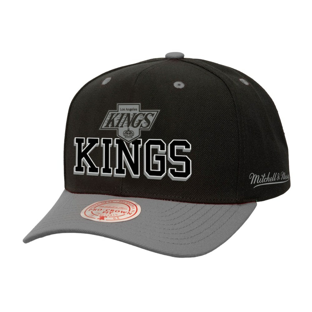 NHL Black/Silver Los Angeles Kings Mitchell & Ness Backside Script Two-Tone Pro Crown Adjustable Hat