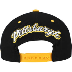 NHL Black/Gold Pittsburgh Penguins Mitchell & Ness Backside Script Two-Tone Pro Crown Adjustable Hat