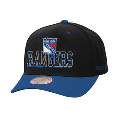 NHL Black/Blue New York Rangers Mitchell & Ness Backside Script 2-Tone Pro Crown Adjustable Hat