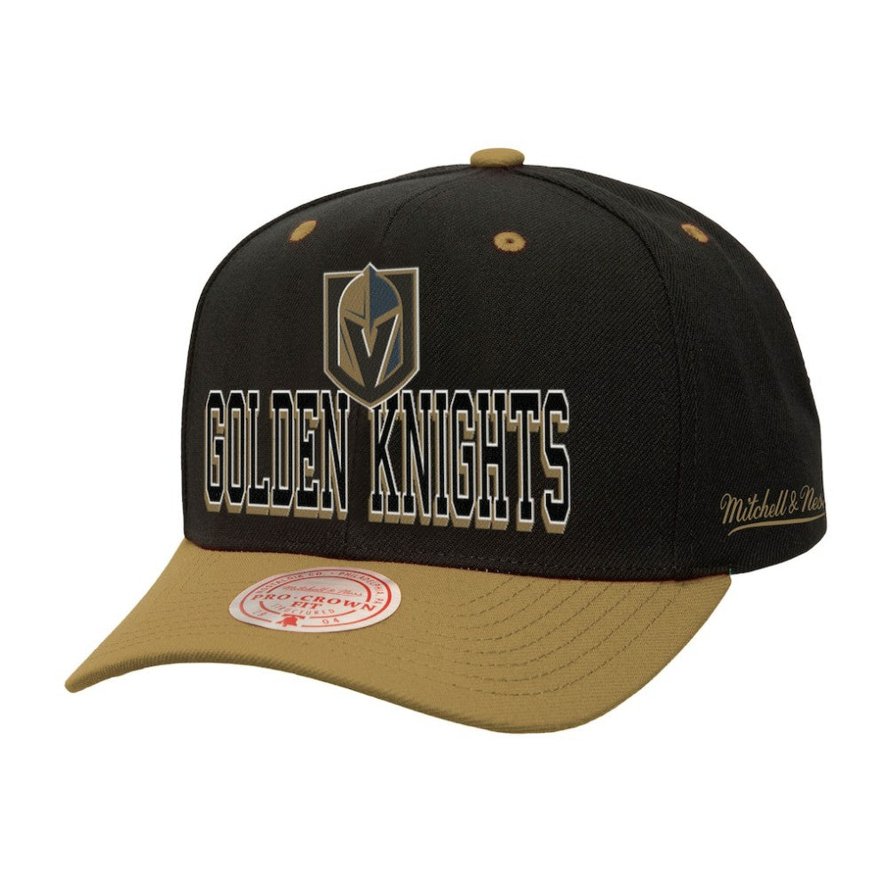 NHL Black/Gold Vegas Golden Knights Mitchell & Ness Backside Script Two-Tone Pro Crown Adjustable Hat