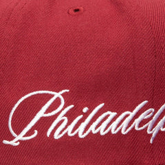 MLB Philadelphia Phillies Mitchell & Ness Just Don x MLB Lux Script Snapback Hat