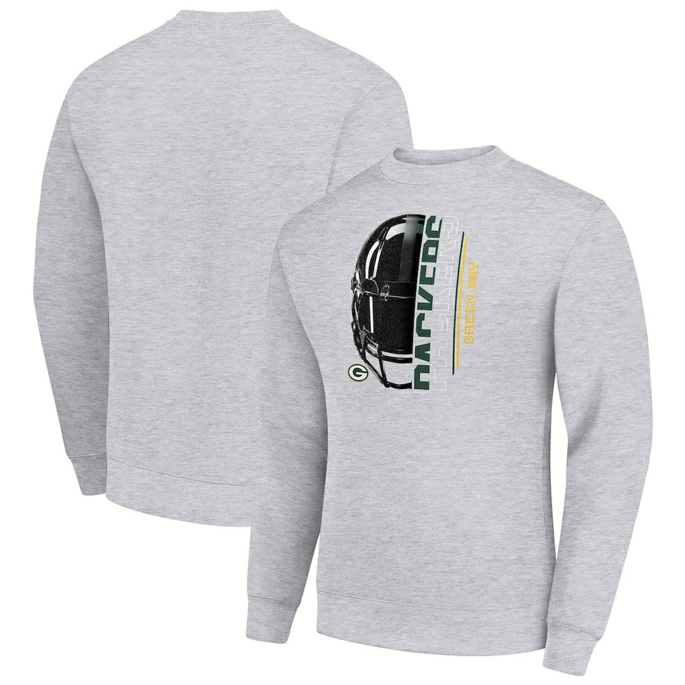 Starter Half Helmet Team Graphic Tri-Blend Fleece Pullover Sweatshirt - Green Bay Packers