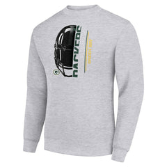 Starter Half Helmet Team Graphic Tri-Blend Fleece Pullover Sweatshirt - Green Bay Packers