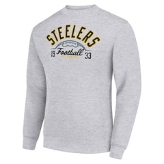 Starter Half Ball Team Graphic Tri-Blend Fleece Pullover Sweatshirt - Pittsburgh Steelers