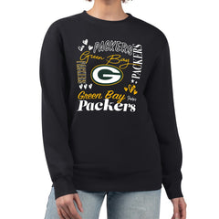 G-III 4Her by Carl Banks Women's Collage Graphic Fleece Pullover Sweatshirt - Green Bay Packers