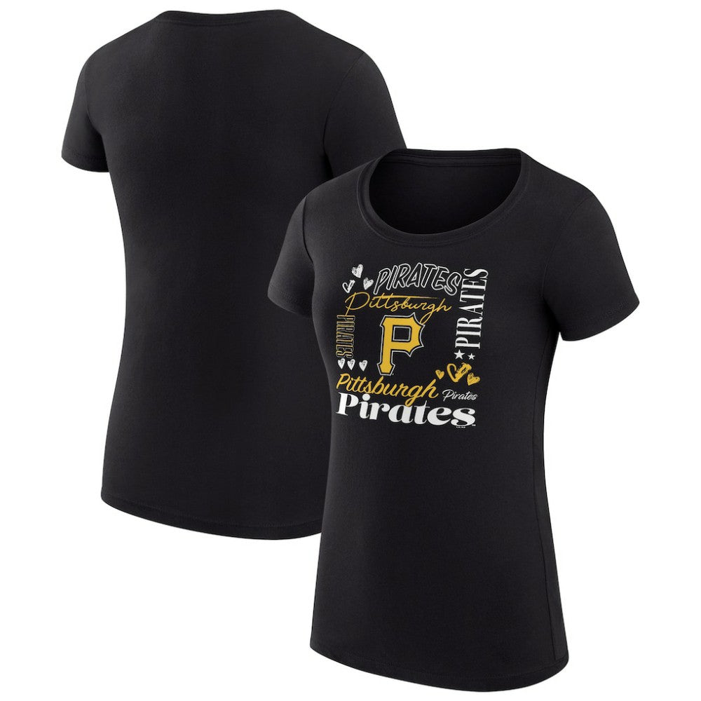 MLB Pittsburgh Pirates G-III 4Her by Carl Banks Women's Super-Slim Fit Lightweight Collage Team Graphic Crew Neck T-Shirt