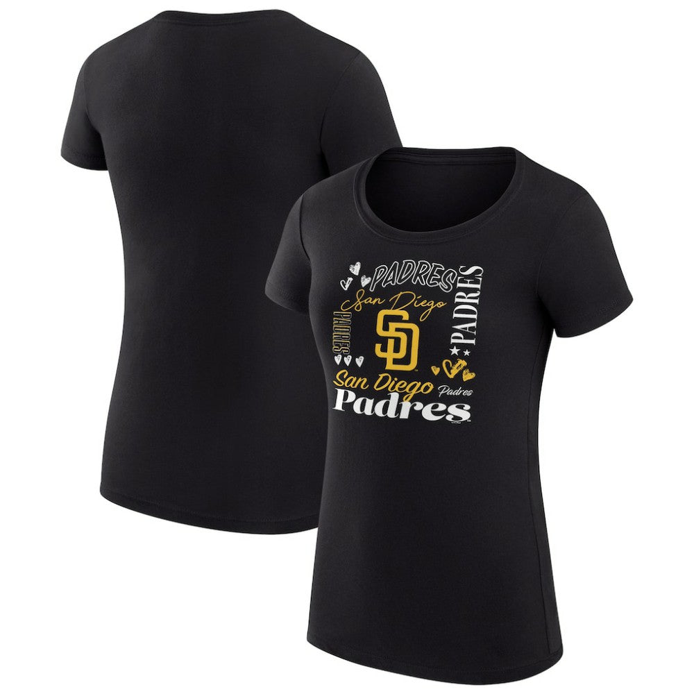 MLB San Diego Padres G-III 4Her by Carl Banks Women's Super-Slim Fit Lightweight Collage Team Graphic Crew Neck T-Shirt