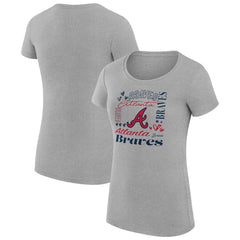 MLB Atlanta Braves G-III 4Her by Carl Banks Women's Super-Slim Fit Lightweight Collage Team Graphic Crew Neck T-Shirt
