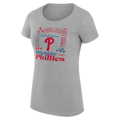 MLB Philadelphia Phillies G-III 4Her by Carl Banks Women's Super-Slim Fit Lightweight Collage Team Graphic Crew Neck T-Shirt
