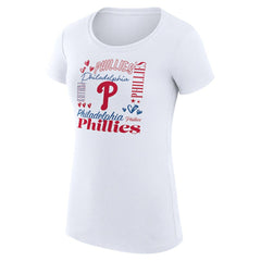 MLB Philadelphia Phillies G-III 4Her by Carl Banks Women's Super-Slim Fit Lightweight Collage Team Graphic Crew Neck T-Shirt