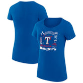 MLB Texas Rangers G-III 4Her by Carl Banks Women's Super-Slim Fit Lightweight Collage Team Graphic Crew Neck T-Shirt