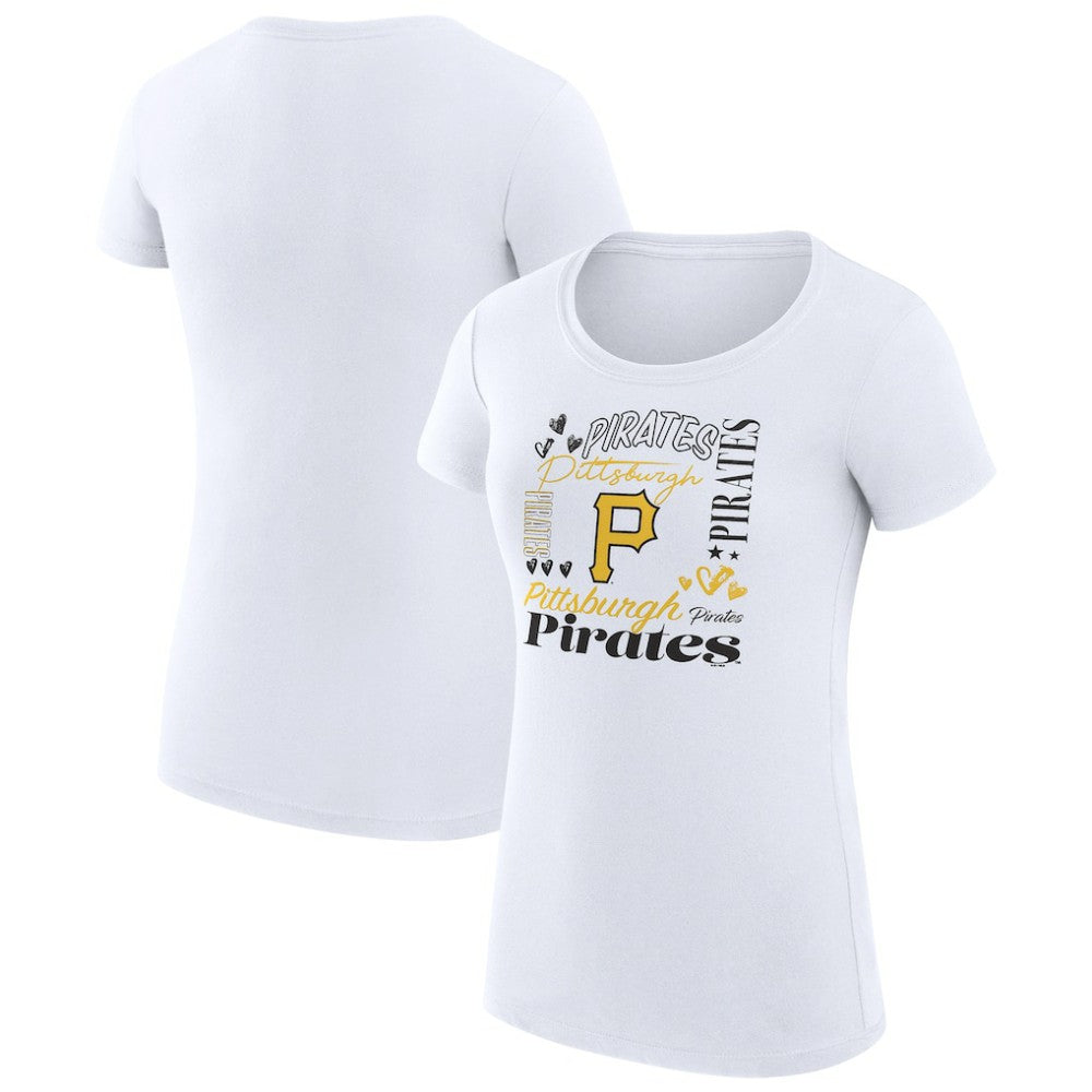MLB Pittsburgh Pirates G-III 4Her by Carl Banks Women's Super-Slim Fit Lightweight Collage Team Graphic Crew Neck T-Shirt