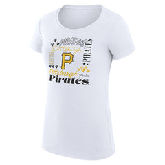 MLB Pittsburgh Pirates G-III 4Her by Carl Banks Women's Super-Slim Fit Lightweight Collage Team Graphic Crew Neck T-Shirt