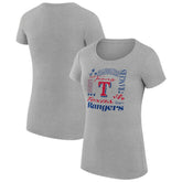 MLB Texas Rangers G-III 4Her by Carl Banks Women's Super-Slim Fit Lightweight Collage Team Graphic Crew Neck T-Shirt