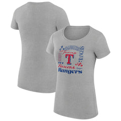 MLB Texas Rangers G-III 4Her by Carl Banks Women's Super-Slim Fit Lightweight Collage Team Graphic Crew Neck T-Shirt