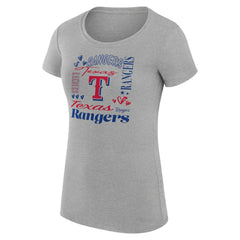MLB Texas Rangers G-III 4Her by Carl Banks Women's Super-Slim Fit Lightweight Collage Team Graphic Crew Neck T-Shirt