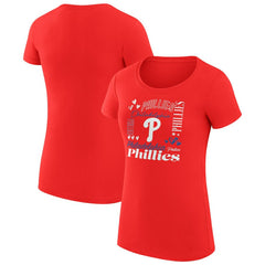 MLB Philadelphia Phillies G-III 4Her by Carl Banks Women's Super-Slim Fit Lightweight Collage Team Graphic Crew Neck T-Shirt
