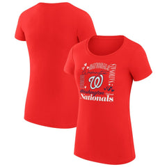 MLB Washington Nationals G-III 4Her by Carl Banks Women's Super-Slim Fit Lightweight Collage Team Graphic Crew Neck T-Shirt