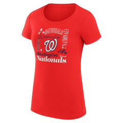 MLB Washington Nationals G-III 4Her by Carl Banks Women's Super-Slim Fit Lightweight Collage Team Graphic Crew Neck T-Shirt