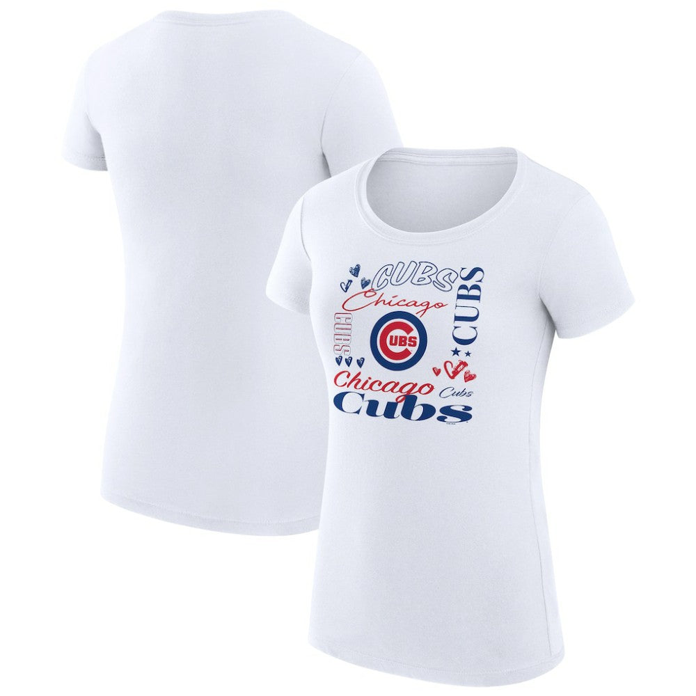 MLB Chicago Cubs G-III 4Her by Carl Banks Women's Super-Slim Fit Lightweight Collage Team Graphic Crew Neck T-Shirt