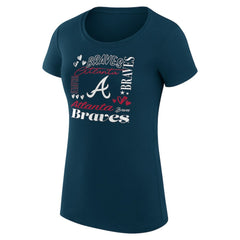 MLB Atlanta Braves G-III 4Her by Carl Banks Women's Super-Slim Fit Lightweight Collage Team Graphic Crew Neck T-Shirt